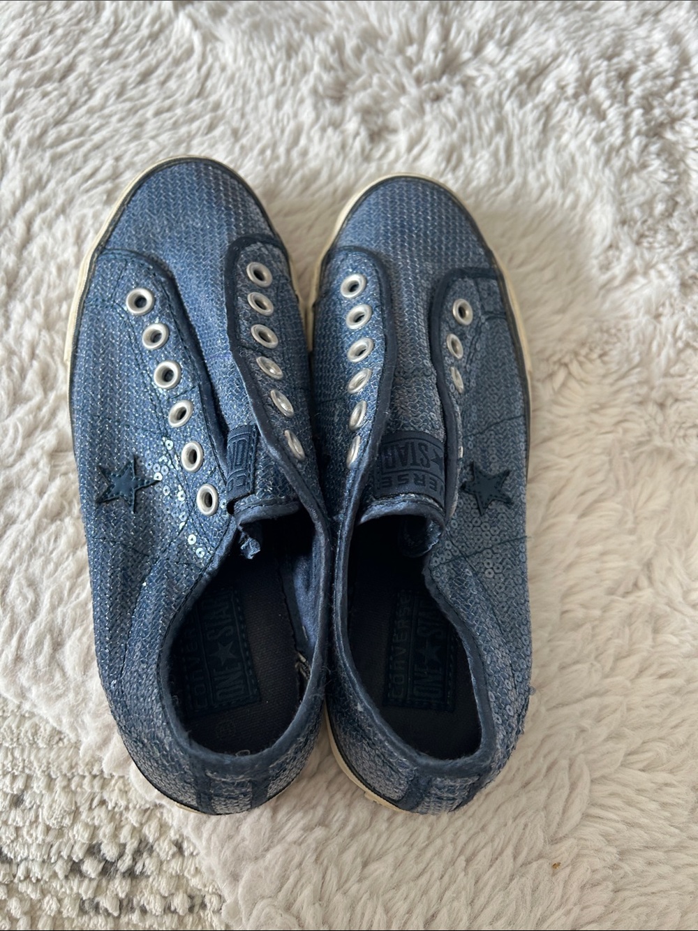 Converse Slip-On Sneakers in Navy Sequin